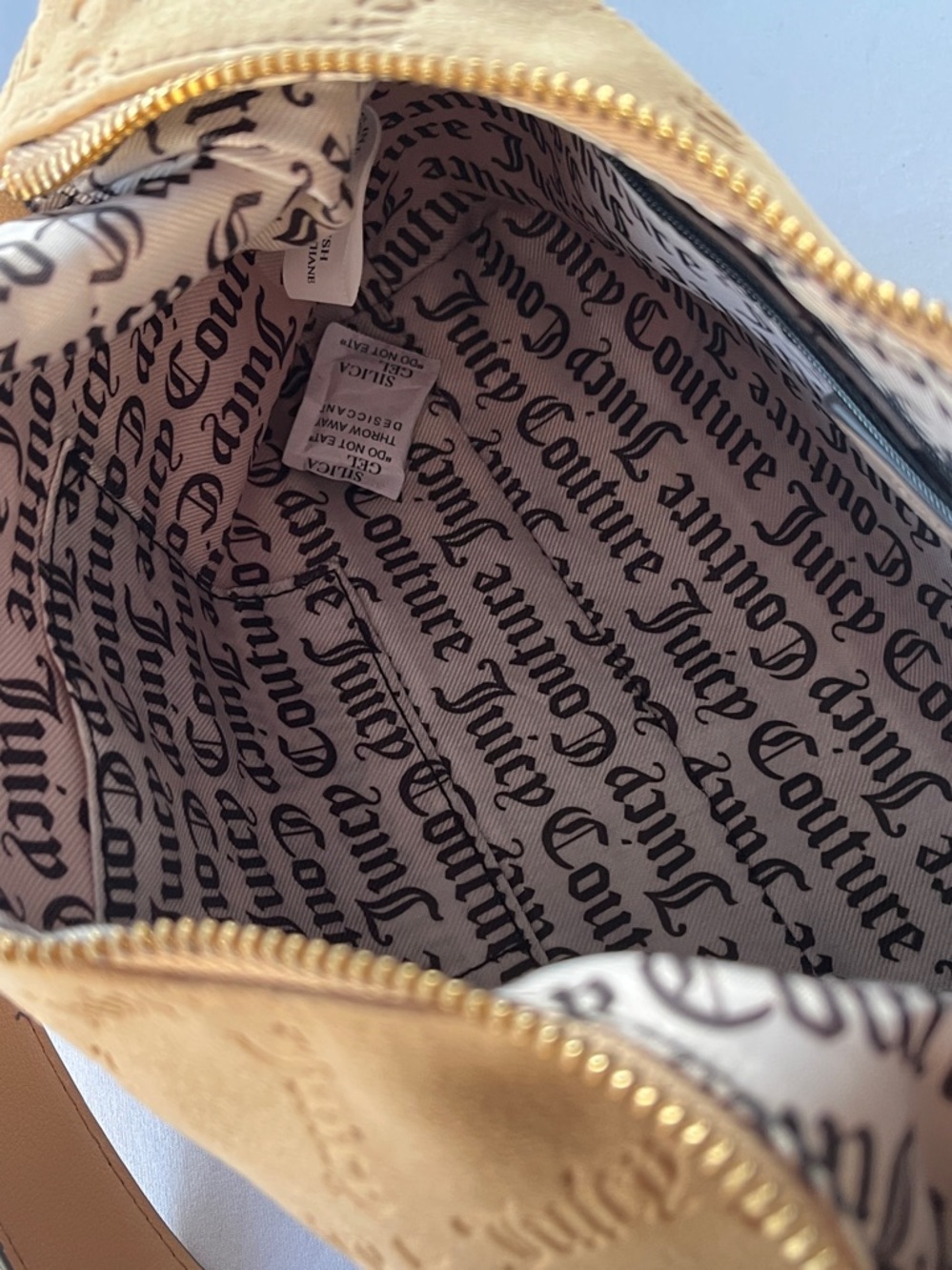 Juicy Couture Camel Suede Hobo Bag with Gold Charm Chain NWT - Picture 9 of 9